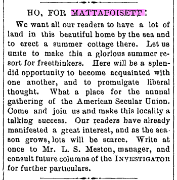 Ho For Mattapoisett, Boston Investigator; 3/7/1894