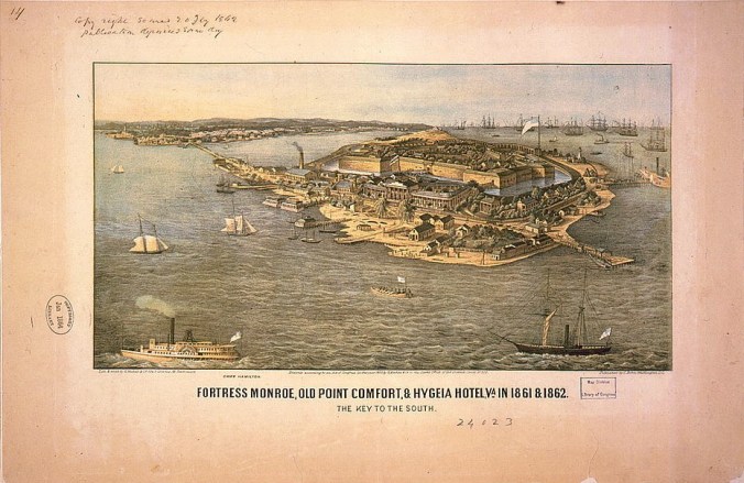 Fortress Monroe, Old Point Comfort, & Hygeia Hotel, Va. in 1861 & 1862--The key to the South / Lith. & print by E. Sachse & Co.
